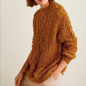 Mango chunky knit sweater in mustard yellow size xs